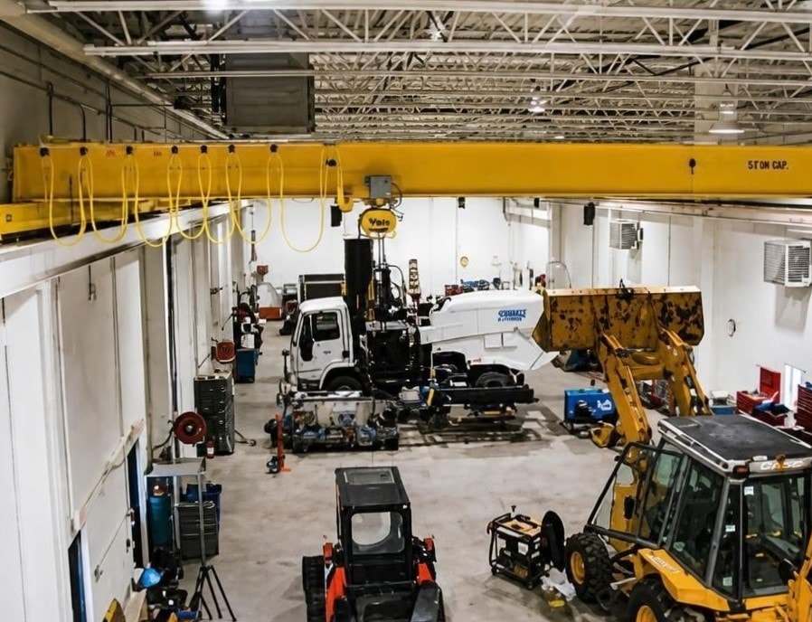 Service Bay Interior with Overhead Crane