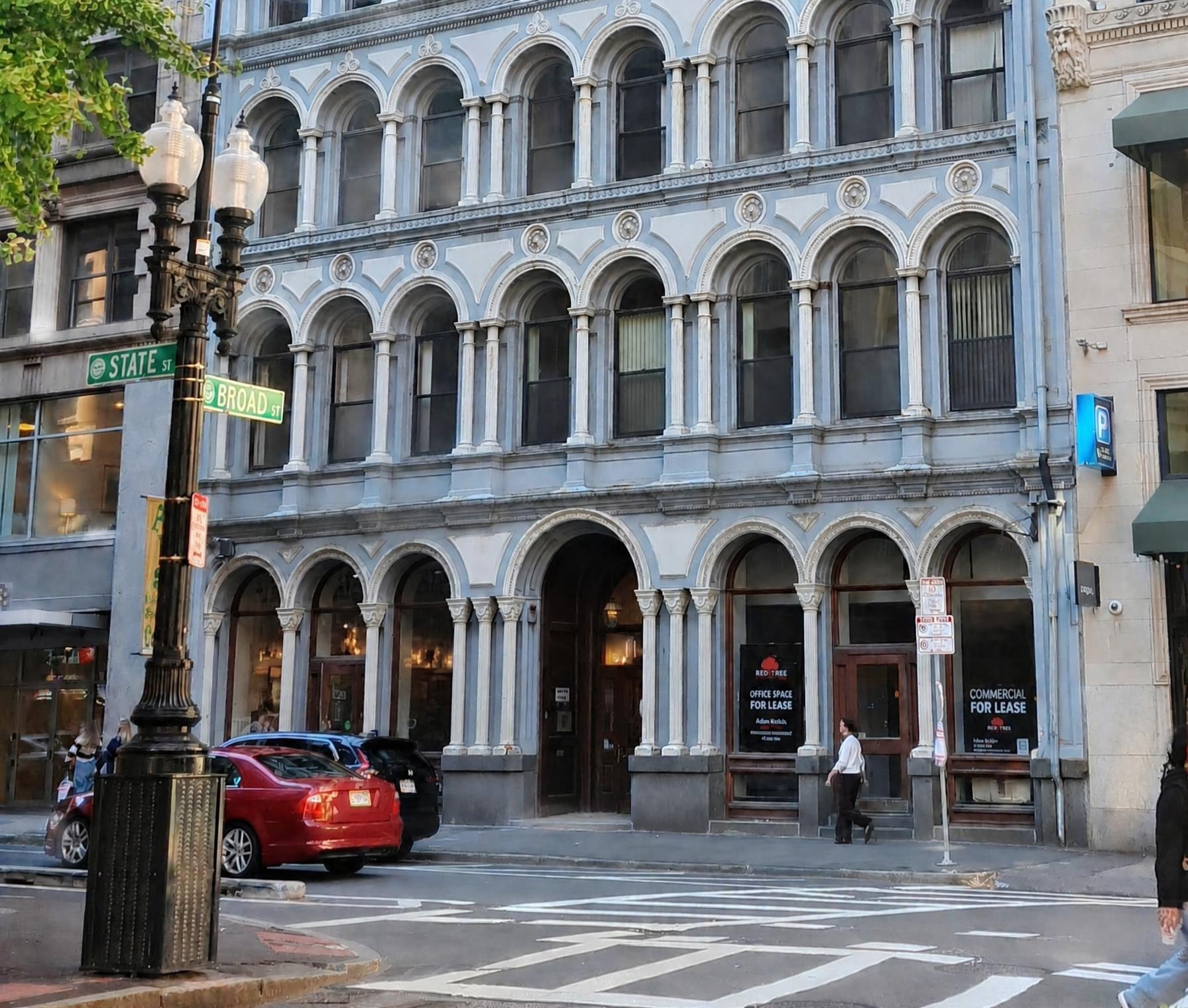 Building facade at State and Broad Streets